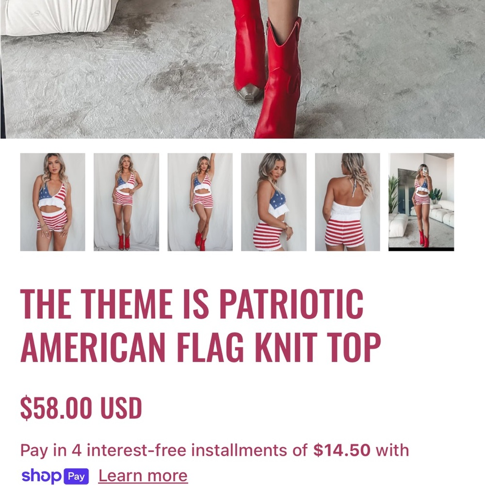 NWOT red white and blue knitted 2 piece set - Picture 3 of 10